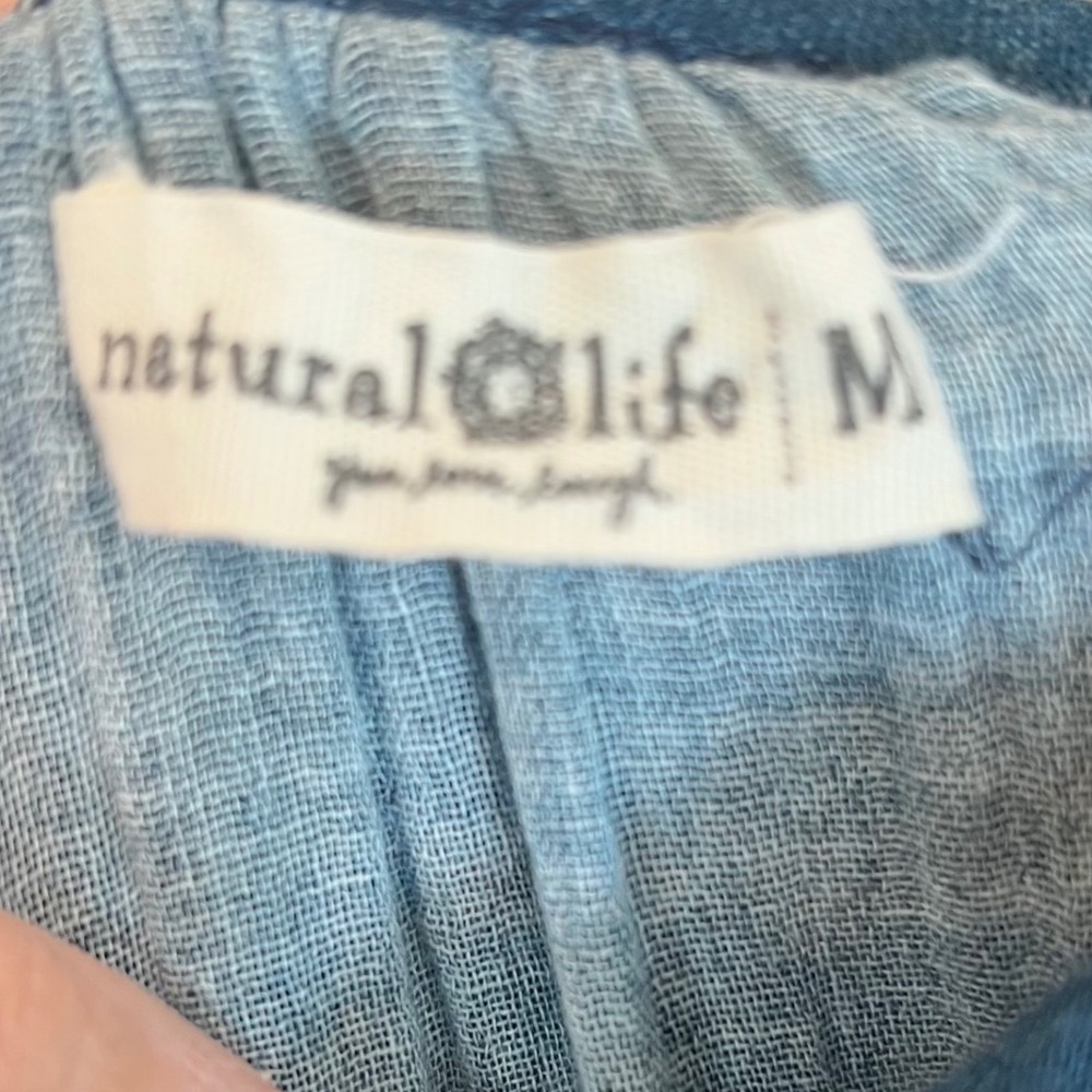 NATURAL LIFE Blue and Tan Beach Print Dress - Picture 2 of 4